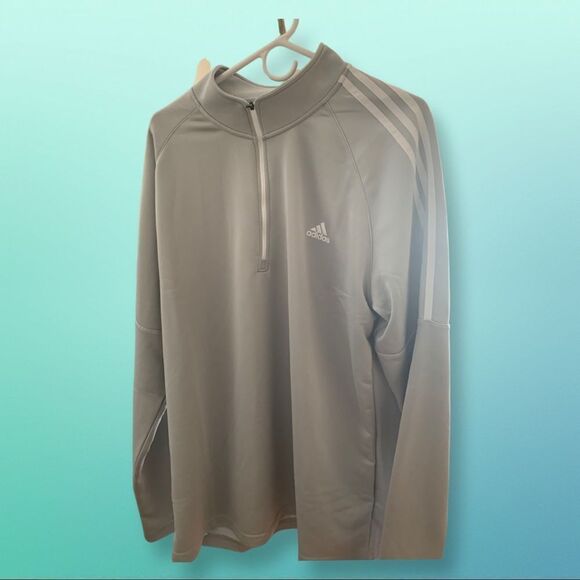 NWT Adidas Golf Men’s Grey 3 Stripe 1/4 zip Pullover - Picture 1 of 8